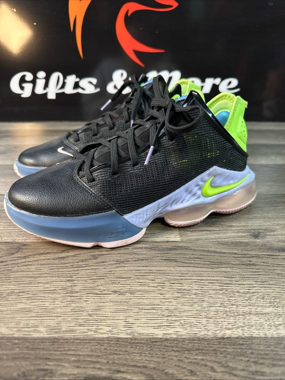 Nike mens 7 Black Sneakers with Neon Green Accents